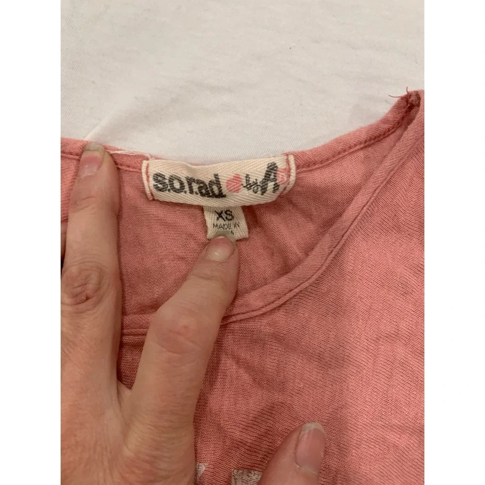 So Rad by A Weekend Warrior XS Pink Cotton Distressed Fringe Festival Tank Women
